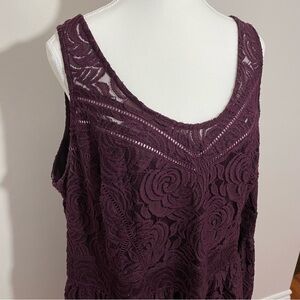 Elegant Lace Sleeveless Dress - Burgundy/Dark purple plus size 3xl